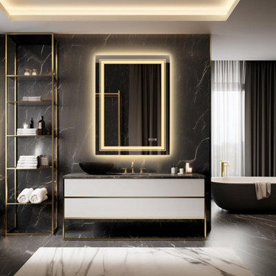 LUVODI 600x800mm LED Bathroom Mirror Front Light and Backlit Vanity Mirror Anti-Fog Wall Mounted
