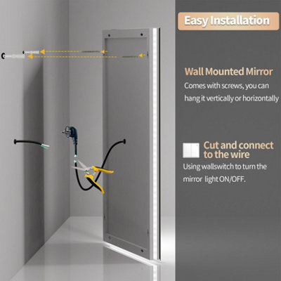 LUVODI 600x800mm LED Bathroom Mirror Front Light and Backlit Vanity Mirror Anti-Fog Wall Mounted