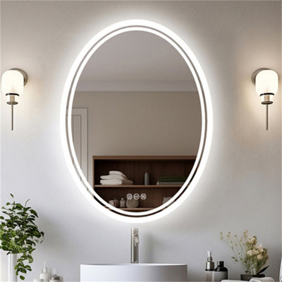 LUVODI 600x800mm Smart Oval LED Bathroom Mirror Backlit Edge Anti-Fog Waterproof Makeup Mirror