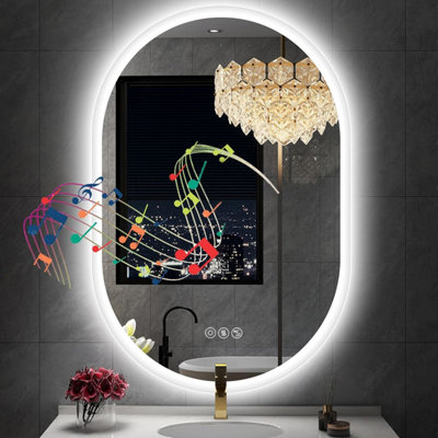 LUVODI 600x900mm Oval Bluetooth LED Bathroom Mirror Backlit, Memory ...