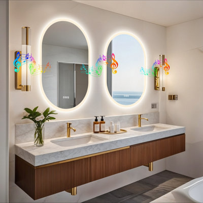 LUVODI 600x900mm Oval Bluetooth LED Bathroom Mirror Backlit, Memory ...