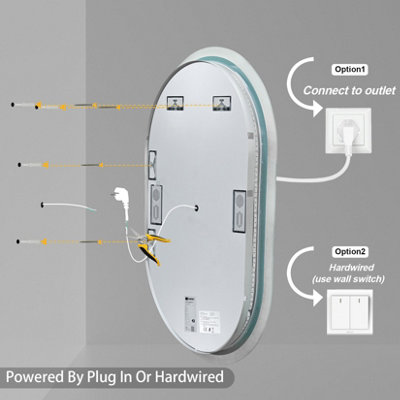 LUVODI 600x900mm Oval Bluetooth LED Bathroom Mirror Backlit, Memory ...