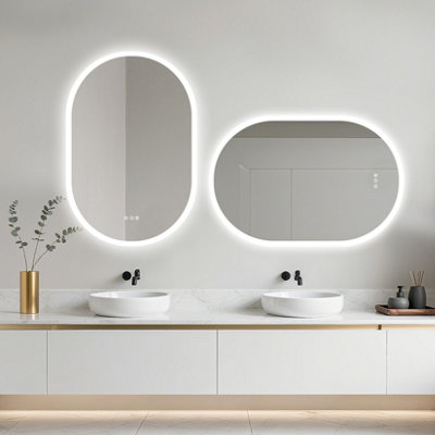 LUVODI 600x900mm Oval LED Bathroom Mirror with Demister 3 Color ...