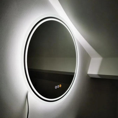 LUVODI 60cm Round LED Wall Round Mirror Anti-fog Smart Bathroom Mirrors Large Makeup Light, Dimmable Backlit