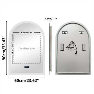 LUVODI 60x90cm Bluetooth LED Lighted Bathroom Mirror Dimmable Vanity Mirror, Backlit, Demister, Temperature Date Time Display