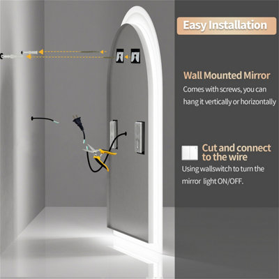 LUVODI 60x90cm Bluetooth LED Lighted Bathroom Mirror Dimmable Vanity Mirror, Backlit, Demister, Temperature Date Time Display