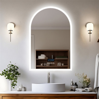 LUVODI 60x90cm Bluetooth LED Lighted Bathroom Mirror Dimmable Vanity Mirror, Backlit, Demister, Temperature Date Time Display
