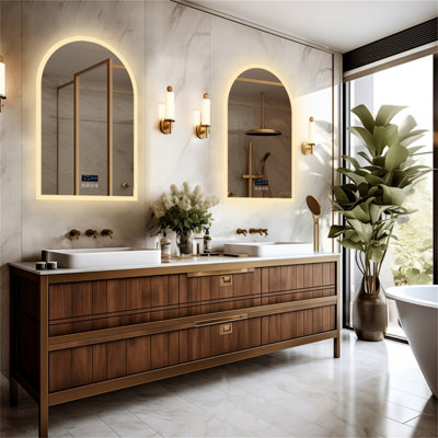 LUVODI 60x90cm Bluetooth LED Lighted Bathroom Mirror Dimmable Vanity Mirror, Backlit, Demister, Temperature Date Time Display