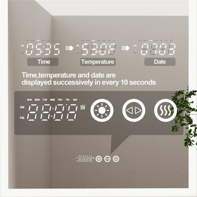 LUVODI 60x90cm Vertical Arch-Shape LED Bathroom Mirror Backlit Frameless Lighted Mirror w/ Date and Time, Temperature, 3 Colors