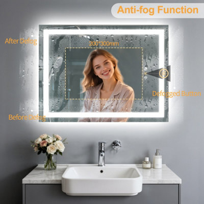 LUVODI 70x50cm Rectangle LED Bathroom Mirror with Bluetooth Speaker ...