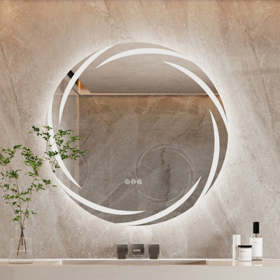 LUVODI 800mm Anti-fog LED Bathroom Mirror Circle Backlit HD Vanity Mirror Shatterproof