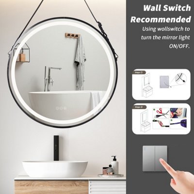 LUVODI 800mm Large Round LED Bathroom Mirror Light Dimmable Anti-Fog ...