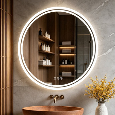 LUVODI 800x800 mm Bathroom Mirror Illuminated LED Light Backlit Dimmable Demister Pad