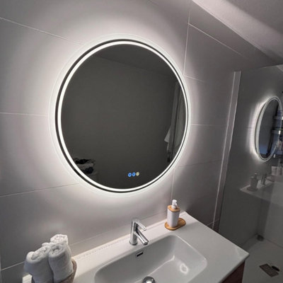 LUVODI 800x800 mm Bathroom Mirror Illuminated LED Light Backlit Dimmable Demister Pad