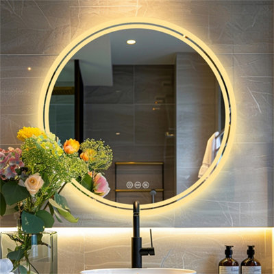 LUVODI 800x800 mm Bathroom Mirror Illuminated LED Light Backlit Dimmable Demister Pad