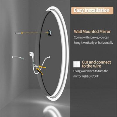 LUVODI 800x800 mm Bathroom Mirror Illuminated LED Light Backlit Dimmable Demister Pad