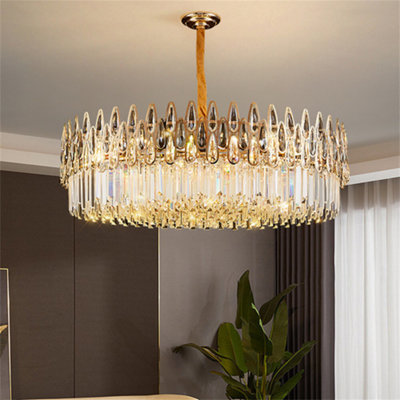 LUVODI 80cm Large Modern Luxury Crystal Pendant Lamp Villa Living Room Rain Drop Bar Ceiling Light
