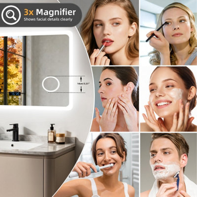 LUVODI 80x60cm Smart LED Bathroom Mirror with Bluetooth Speaker ...
