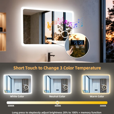 LUVODI 80x60cm Smart LED Bathroom Mirror with Bluetooth Speaker ...