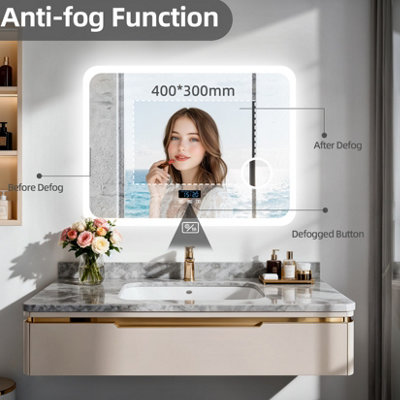 LUVODI 80x60cm Smart LED Bathroom Mirror with Bluetooth Speaker ...