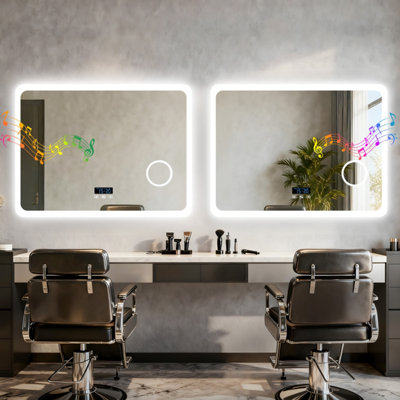 LUVODI 80x60cm Smart LED Bathroom Mirror with Bluetooth Speaker ...