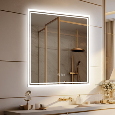 LUVODI 80x80cm LED Lighted Bathroom Mirror Backlit Smart Anti-fog Vanity Mirror