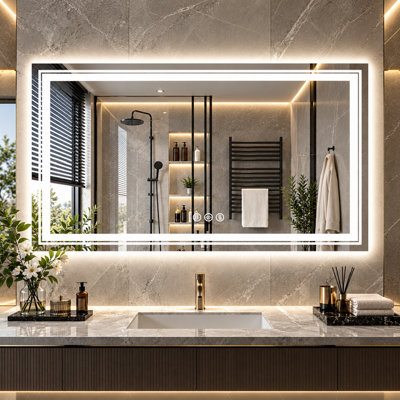 LUVODI Large 1200x600mm LED Bathroom Mirror Anti Fog Wall Mounted ...