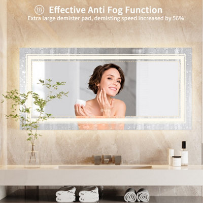 LUVODI Large 1200x600mm LED Bathroom Mirror Anti Fog Wall Mounted ...