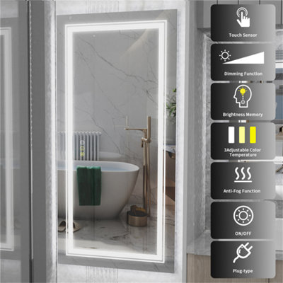 LUVODI Large 1200x600mm LED Bathroom Mirror Anti Fog Wall Mounted ...