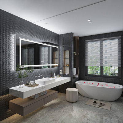LUVODI Large 1200x600mm LED Bathroom Mirror Anti Fog Wall Mounted ...