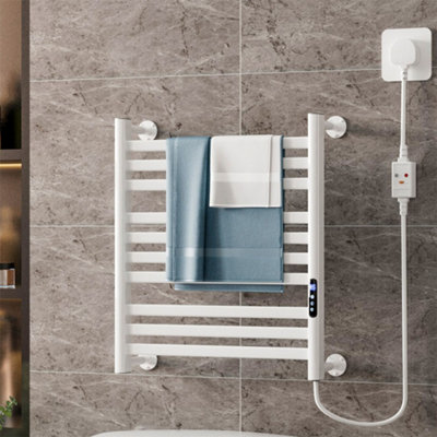 LUVODI White Towel Radiator 590mm x 500mm Bathroom Anthracite Straight Heated Towel Rail
