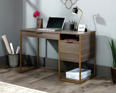 Lux Desk retro style home office desk in Diamond Ash effect