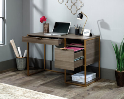 Lux Desk retro style home office desk in Diamond Ash effect