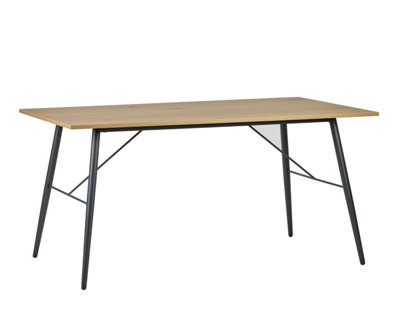 Lux Dining Table - Oak top Black Leg | DIY at B&Q
