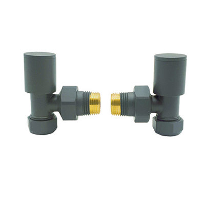Lux Heat Angled Anthracite Grey Manual Round Radiator Valve Set