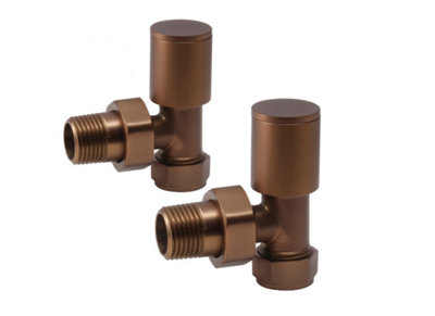 Lux Heat Angled Brushed Bronze Manual Round Radiator Valve Set