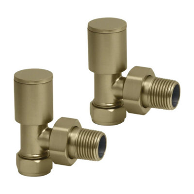 Lux Heat Angled Brushed Gunmetal Manual Round Radiator Valve Set