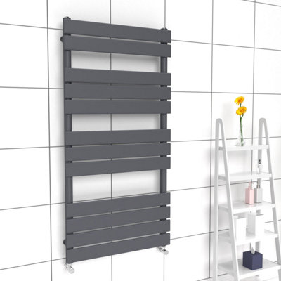Lux Heat Anthracite Grey Flat Designer Towel Radiator 1200mm (H) x 600mm (W)