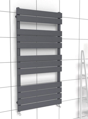 Lux Heat Anthracite Grey Flat Designer Towel Radiator 1200mm (H) x 600mm (W)
