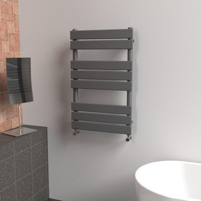 Lux Heat Anthracite Grey Flat Designer Towel Radiator 800mm (H) x 500mm (W)