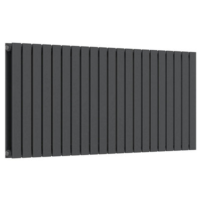 Lux Heat Anthracite Grey Flat Horizontal Double Panel Designer Radiator 600mm (H) x 1470mm (W)