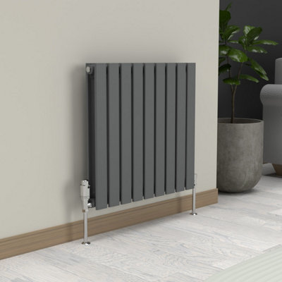 Lux Heat Anthracite Grey Flat Horizontal Double Panel Designer Radiator 600mm (H) x 630mm (W)