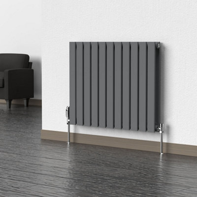 Lux Heat Anthracite Grey Flat Horizontal Double Panel Designer Radiator ...