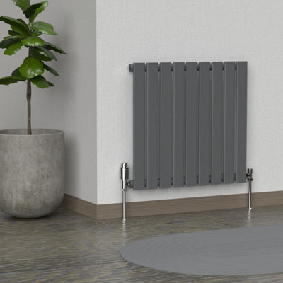 Lux Heat Anthracite Grey Flat Horizontal Single Panel Designer Radiator ...