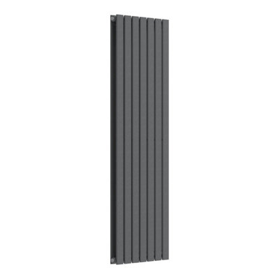Lux Heat Anthracite Grey Flat Vertical Double Panel Designer Radiator 1600mm (H) x 490mm (W)