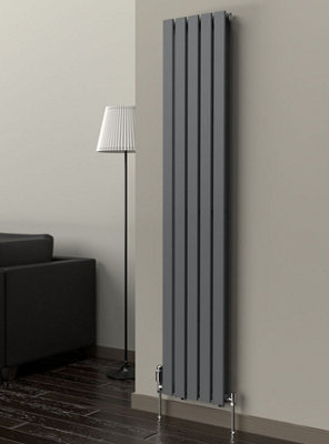LUX HEAT ANTHRACITE GREY FLAT VERTICAL DOUBLE PANEL DESIGNER RADIATOR ...