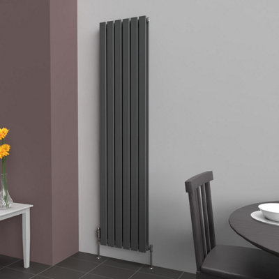 Lux Heat Anthracite Grey Flat Vertical Double Panel Designer Radiator 1800mm (H) x 420mm (W)