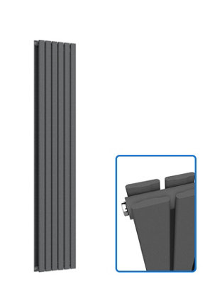 Lux Heat Anthracite Grey Flat Vertical Double Panel Designer Radiator 1800mm (H) x 420mm (W)