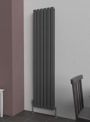 Lux Heat Anthracite Grey Flat Vertical Double Panel Designer Radiator 1800mm (H) x 420mm (W)