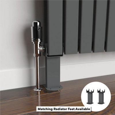 Lux Heat Anthracite Grey Flat Vertical Double Panel Designer Radiator ...